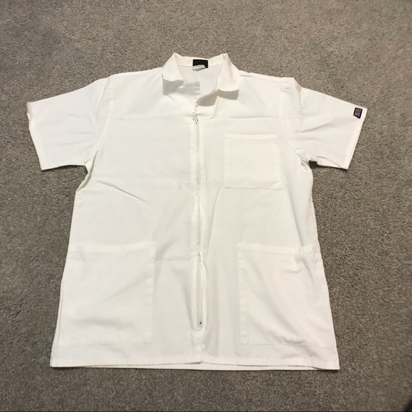 Other - White Full-Zip Scrub Top Mens Medium